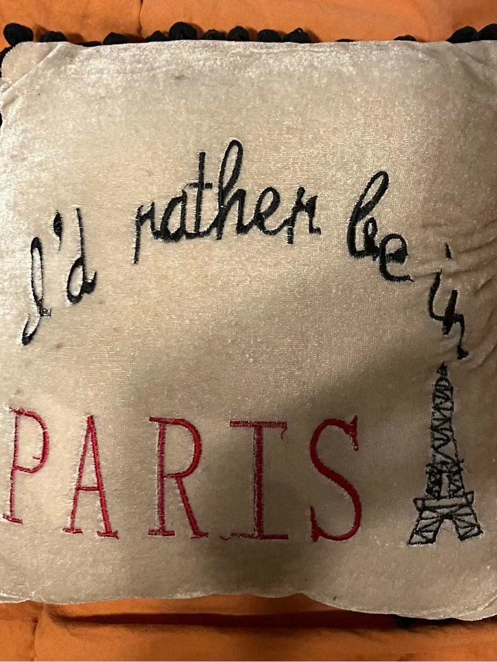 Vintage French-Inspired Pillow Trio | Paris, Oui & Heraldic Crest | Fringe